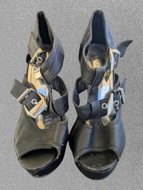 Women's Mascotte Black Open Toed High Heels